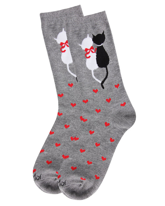 Purr-fectly In Love Crew Bamboo Blend Socks : Color: Medium Gray Heather