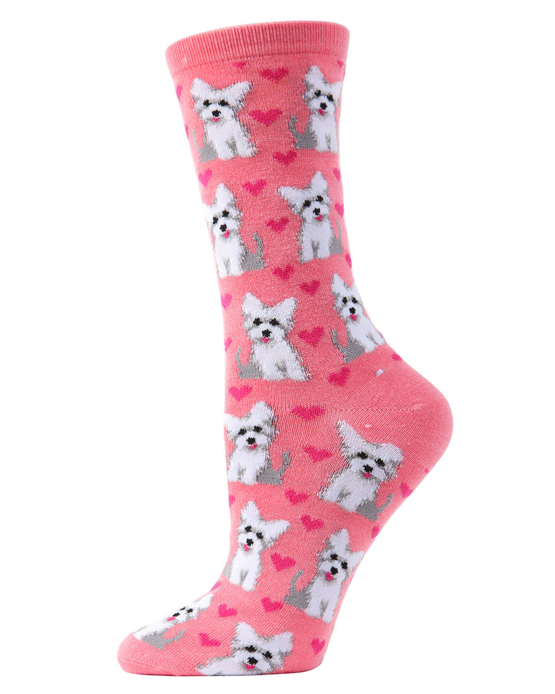 MeMoi Puppy Love Bamboo Crew Socks
