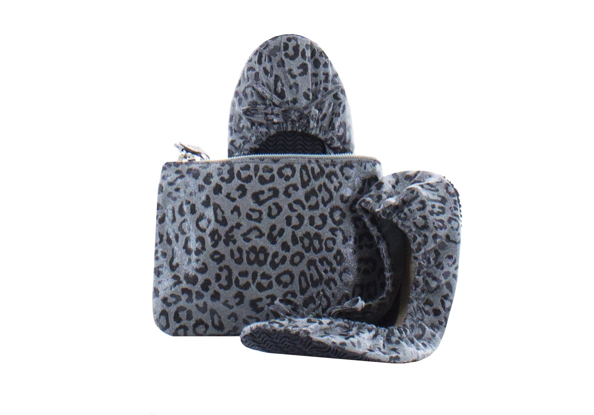 Leopard Print Flip Flat With Case : Color: Gray