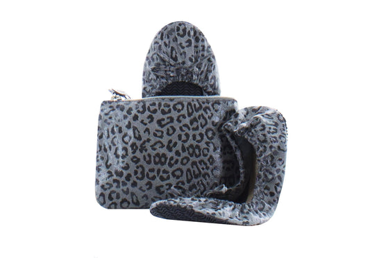 Leopard Print Flip Flat With Case : Color: Gray