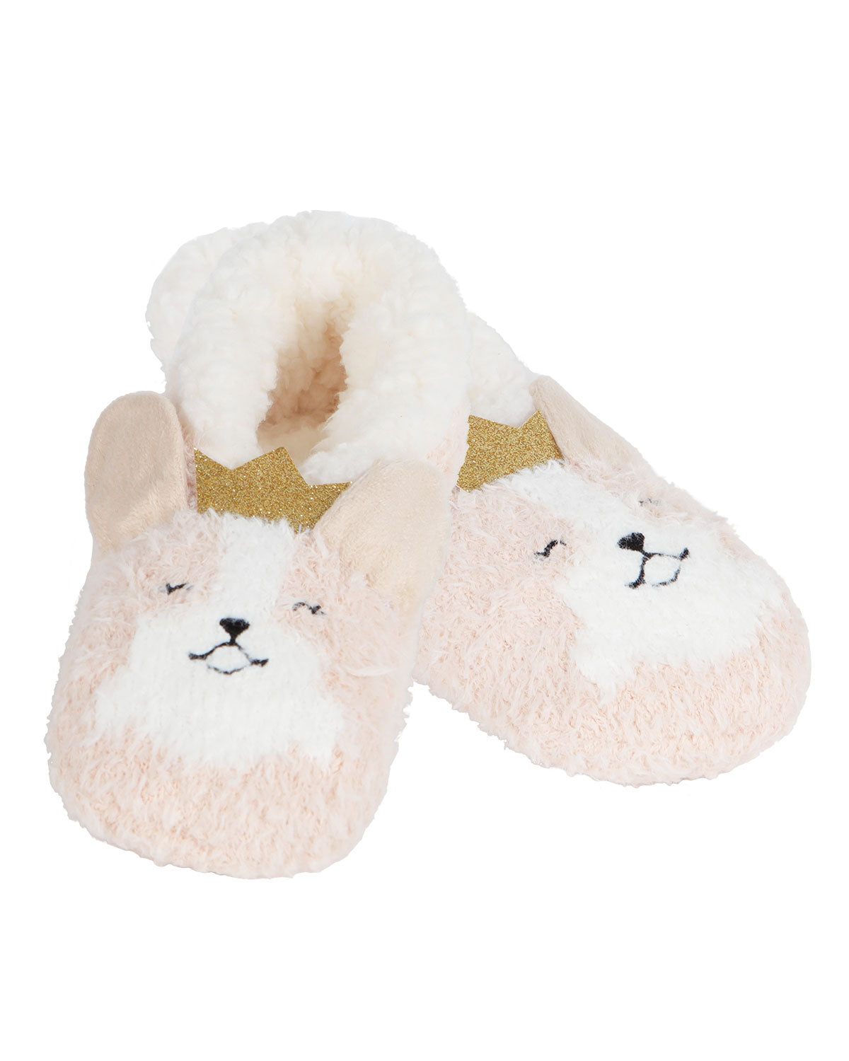 Corgi Critter Plush-Lined Slippers : Color: Tan