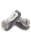 Women's Chenille Non-Skid Pom-Pom Slippers : Color: Gray
