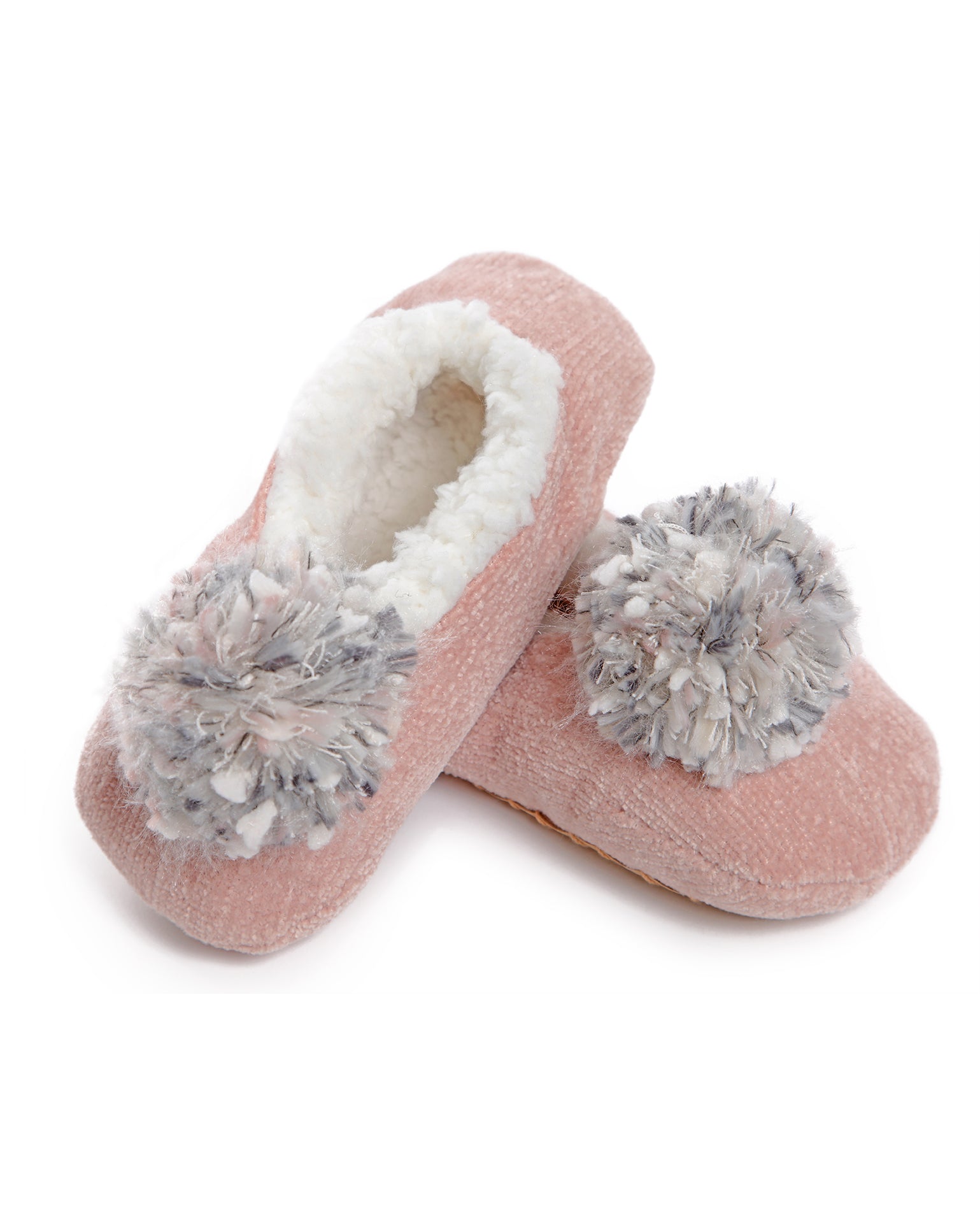Women's Chenille Non-Skid Pom-Pom Slippers : Color: Pink