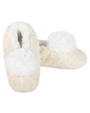 Women's Plush Pom-Pom Chenille Cable Knit Slippers : Color: Ivory