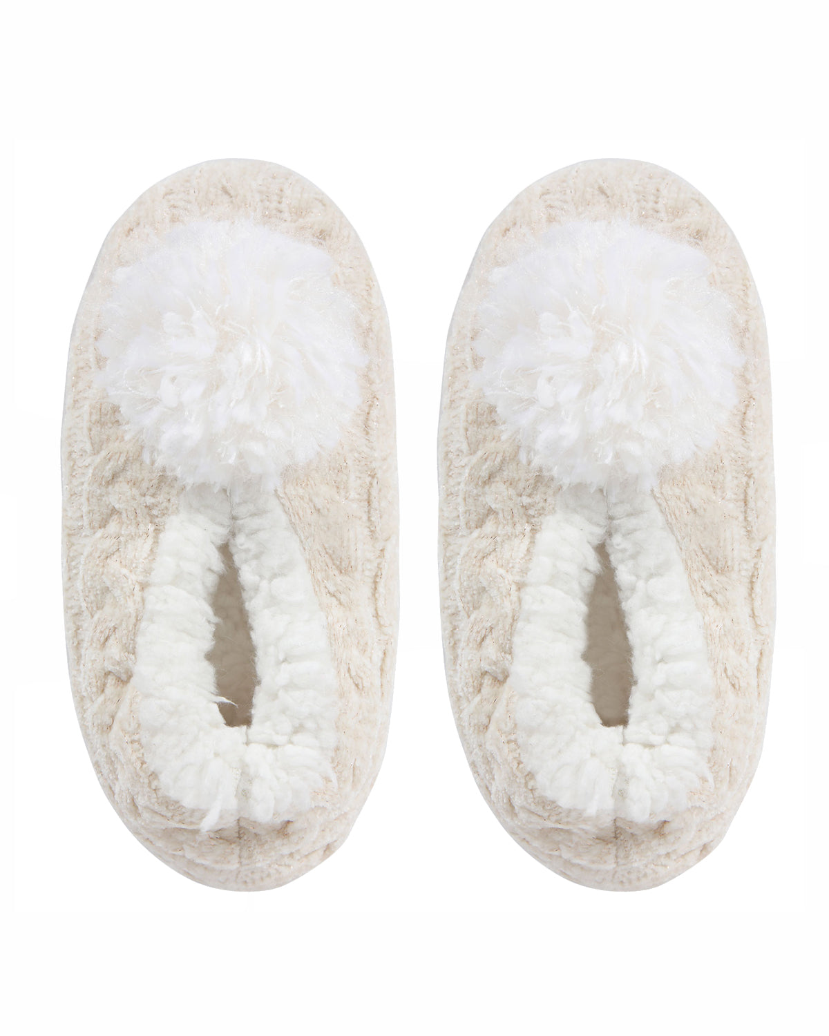 Women's Plush Pom-Pom Chenille Cable Knit Slippers : Color: Pink