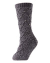 Women's Pearl Lattice Plush Lined Slipper Socks : Color: Gray