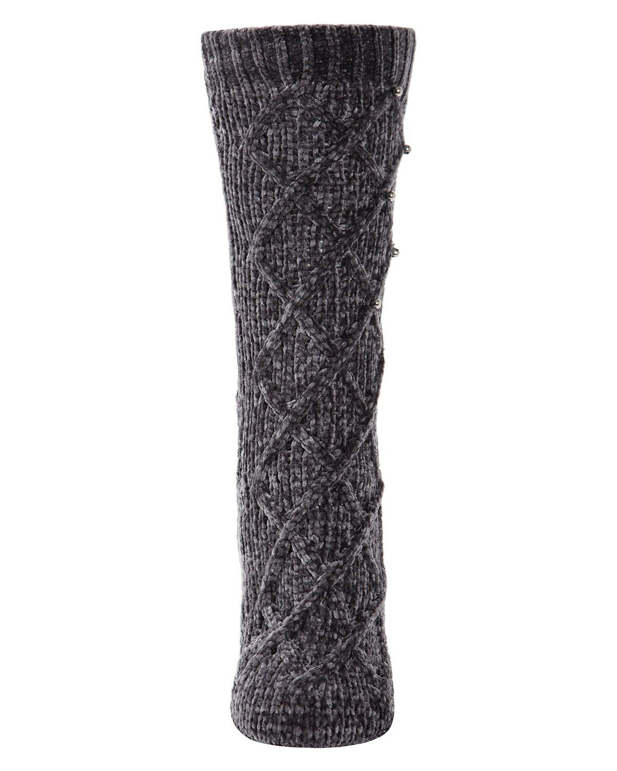 Women's Pearl Lattice Plush Lined Slipper Socks : Color: Taupe