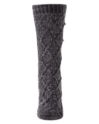 Women's Pearl Lattice Plush Lined Slipper Socks : Color: Taupe