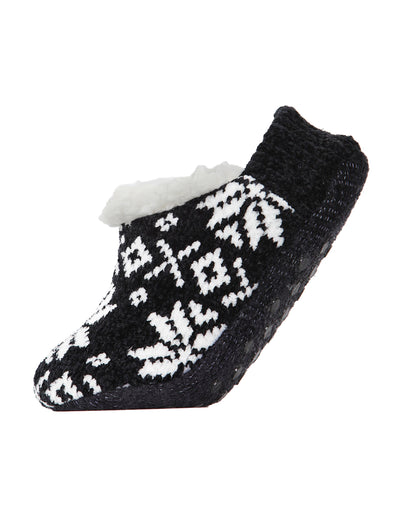 Women's XOXO Nordic Plush Lined Non-Skid Slippers : Color: Black