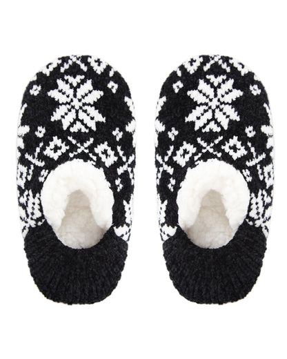 Women's XOXO Nordic Plush Lined Non-Skid Slippers : Color: Black