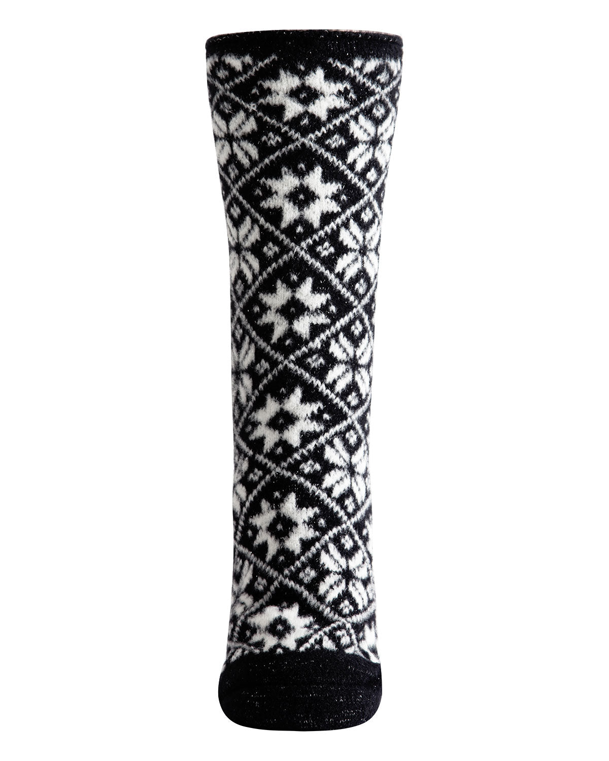 Women's Holiday Snowflake Plush-Lined Slipper Socks : Color: Black