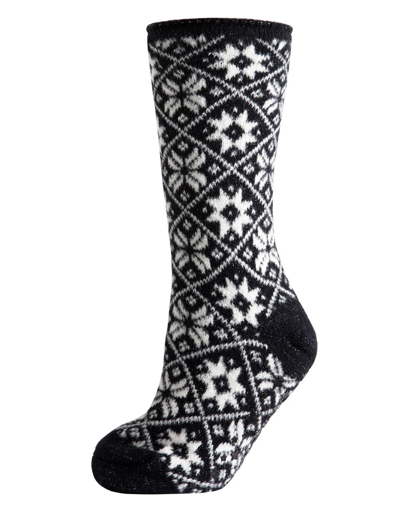 MeMoi Holiday Snowflake Plush Lined Slipper Sock