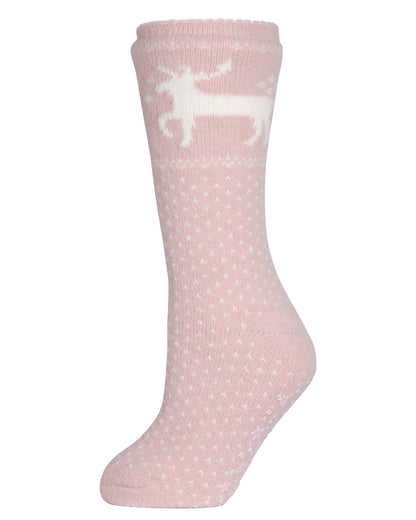 Women's Pretty Prancer Polka Dot Plush Lined Slipper Socks : Color: Pink