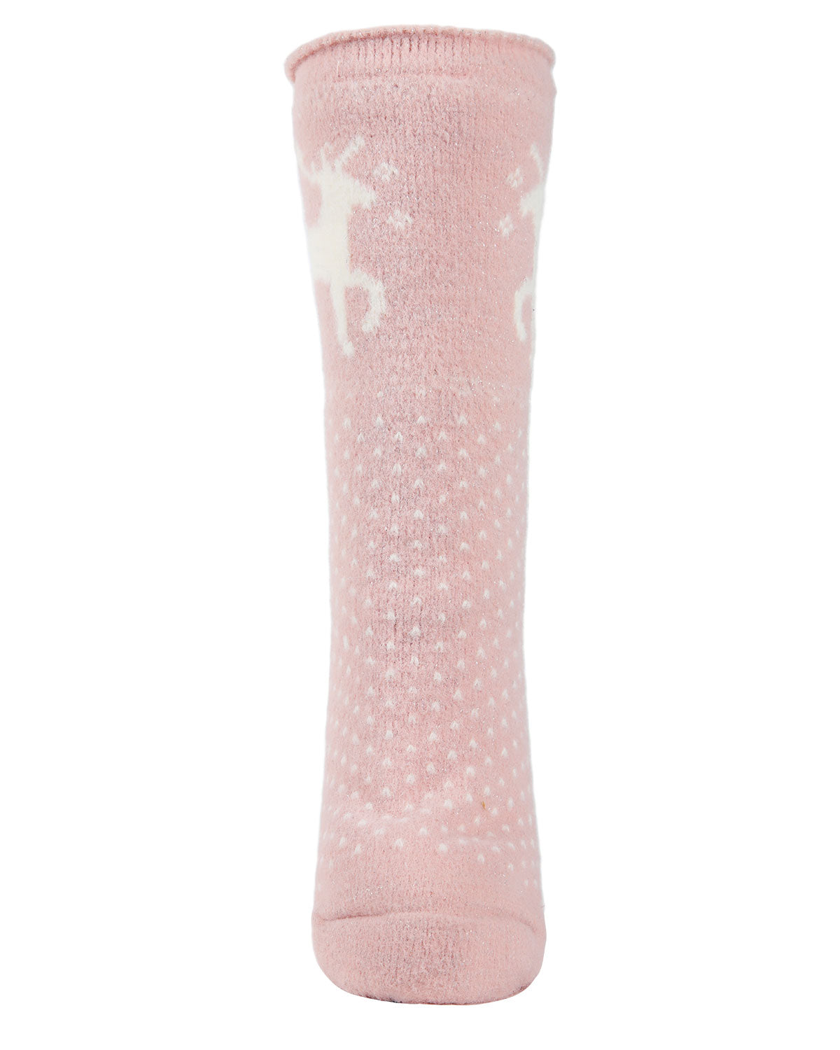 Women's Pretty Prancer Polka Dot Plush Lined Slipper Socks : Color: Pink