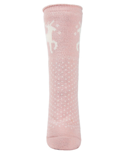 Women's Pretty Prancer Polka Dot Plush Lined Slipper Socks : Color: Pink