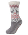 Women's Dear Deer Plush-Lined Slipper Socks : Color: Gray