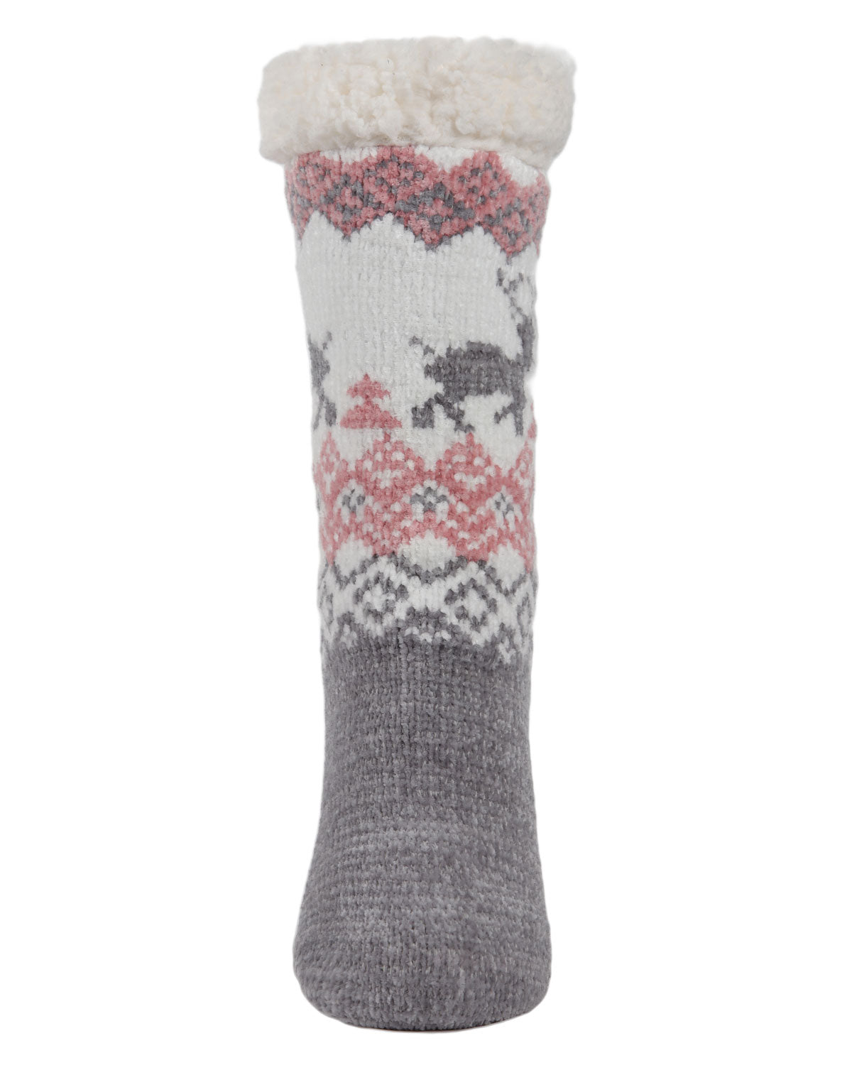 Women's Dear Deer Plush-Lined Slipper Socks : Color: Gray