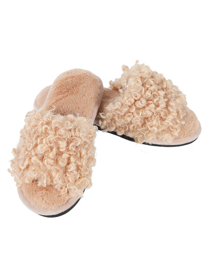 Women's C’est Bon Memory Foam Plush Slippers : Color: Beige