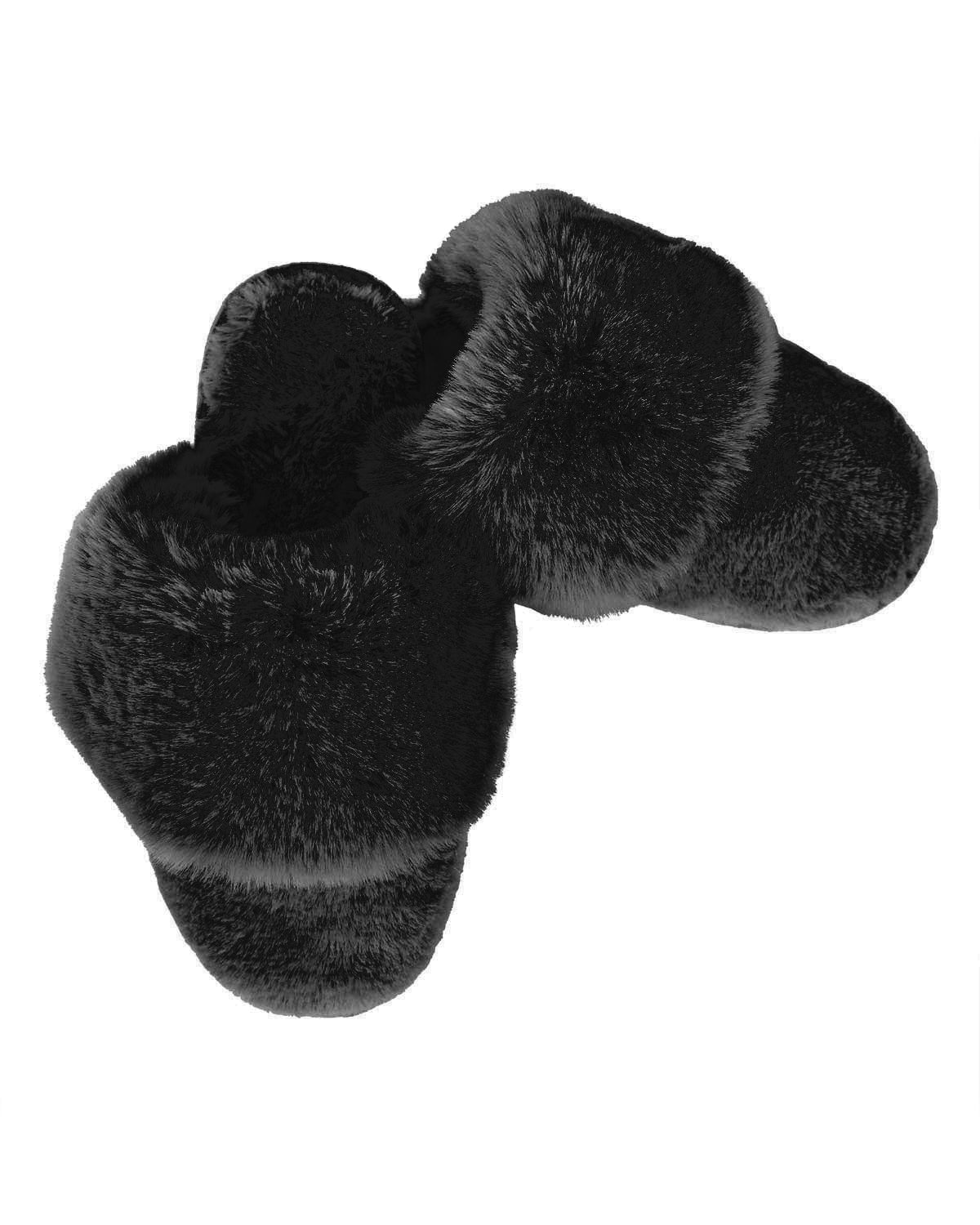 Women's Caress Soft & Plush Memory Foam Slippers : Color: Black