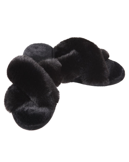 Women's Beverly Faux Fur Memory Foam Plush Slipper : Color: Black