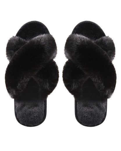 Women's Beverly Faux Fur Memory Foam Plush Slipper : Color: Black