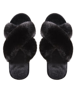 MeMoi Beverly Fur Open Toe Plush Slipper
