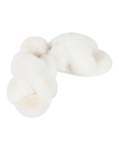 Women's Beverly Faux Fur Memory Foam Plush Slipper : Color: Ivory