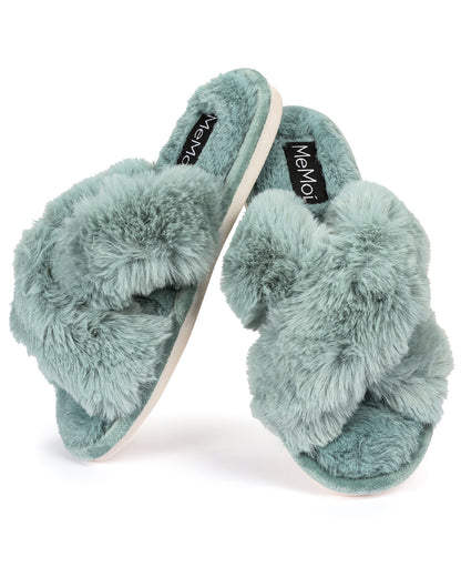 Women's Beverly Faux Fur Memory Foam Plush Slipper : Color: Sea Blue