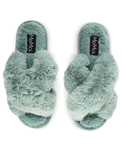 Women's Beverly Faux Fur Memory Foam Plush Slipper : Color: Sea Blue