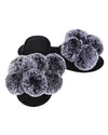 Women's Luxe Pom-Pom Memory Foam Plush Slippers : Color: Black
