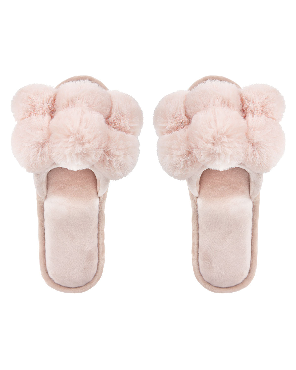 Women's Luxe Pom-Pom Memory Foam Plush Slippers : Color:  Blush Pink