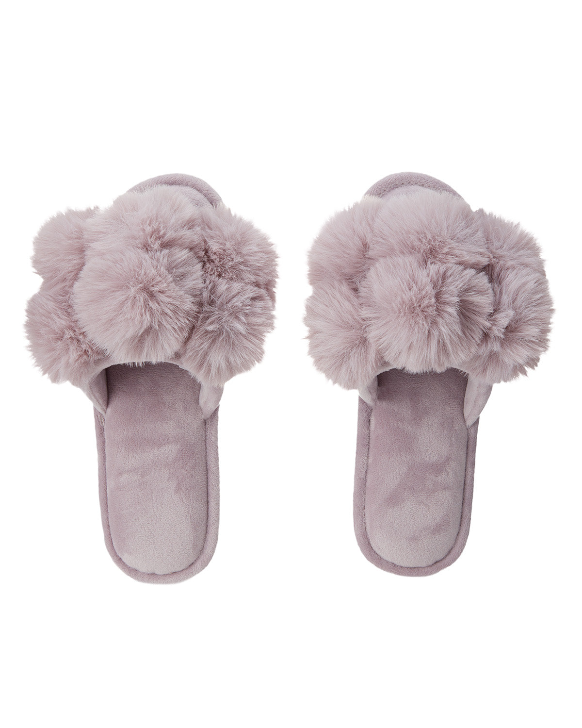 Women's Luxe Pom-Pom Memory Foam Plush Slippers : Color: Lavender