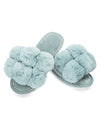 Women's Luxe Pom-Pom Memory Foam Plush Slippers : Color: Sea Blue