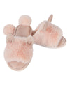 Bunny Hop Pom-Pom Open Toe Plush Slippers : Color: Blush Pink