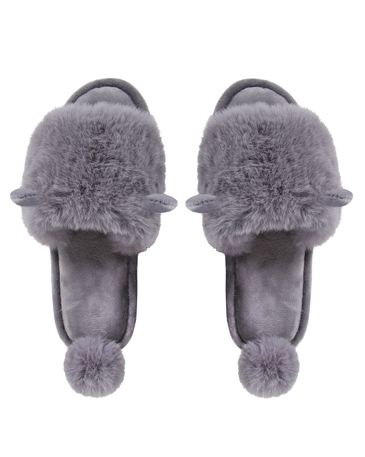 Bunny Hop Pom-Pom Open Toe Plush Slippers
