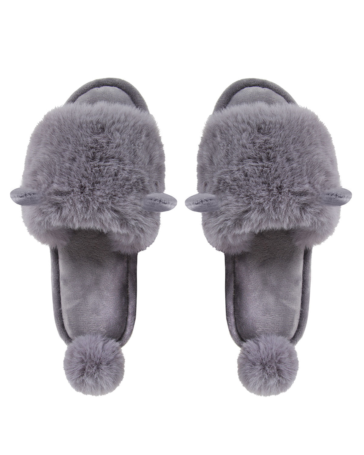 Bunny Hop Pom-Pom Open Toe Plush Slippers : Color: Blush Pink