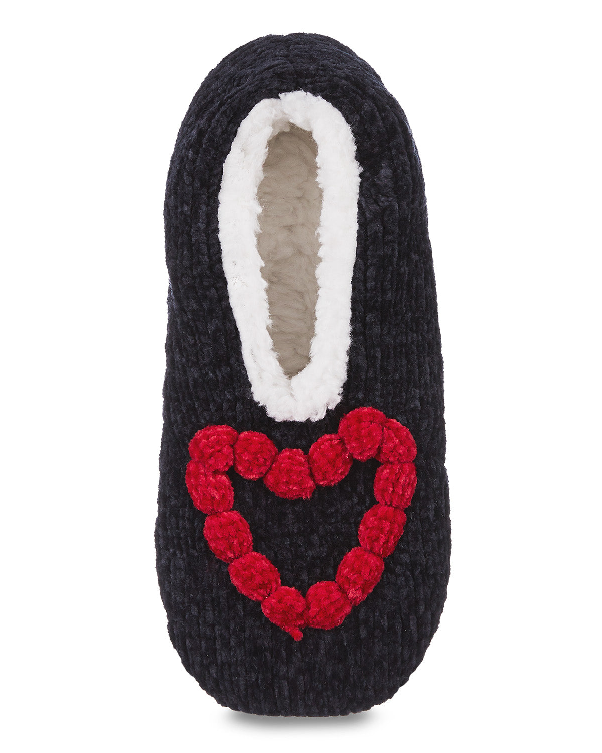 Women's Cozy Heart Chenille Sherpa-Lined Slippers : Color: Black