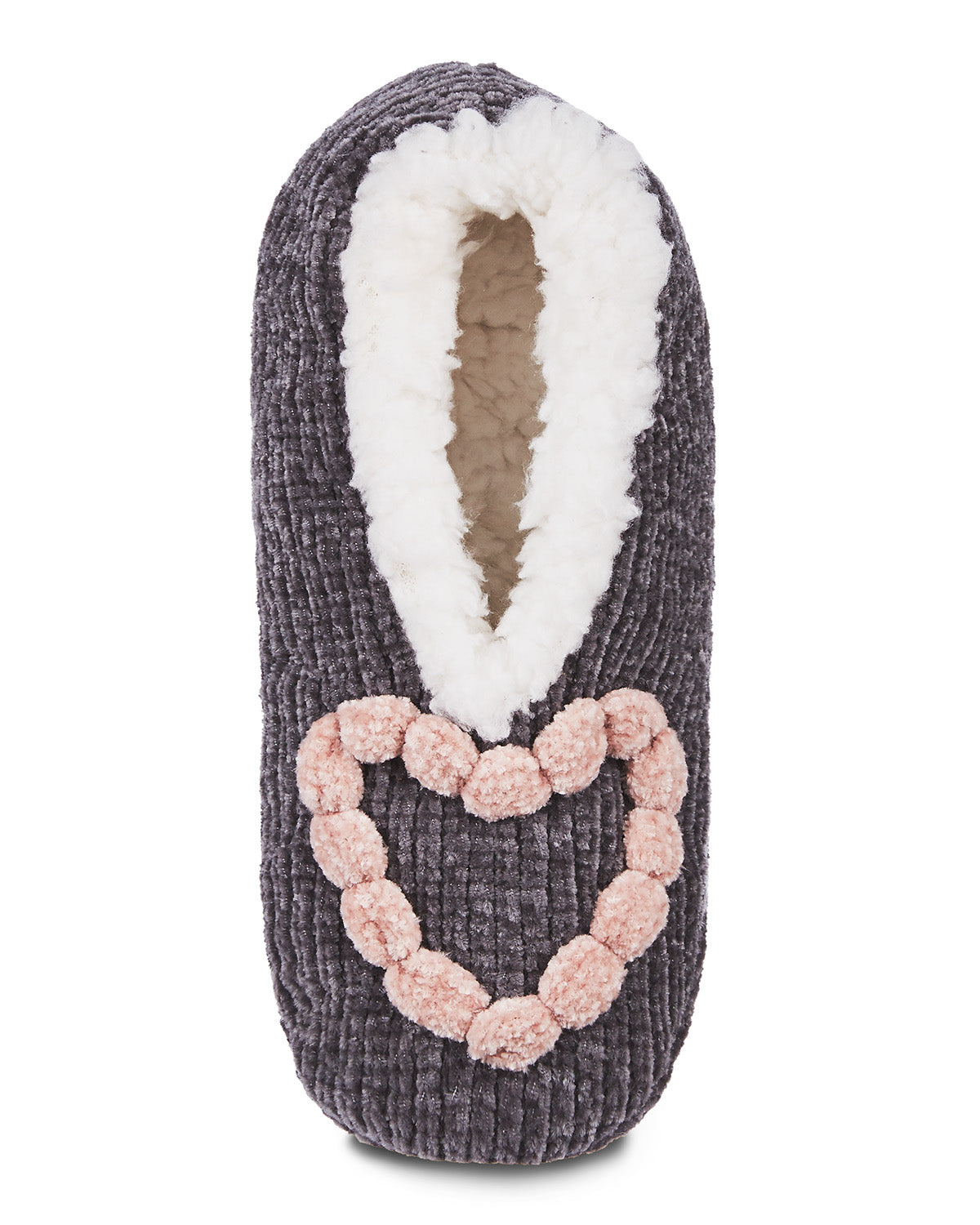 Women's Cozy Heart Chenille Sherpa-Lined Slippers : Color: Gray