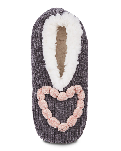 Women's Cozy Heart Chenille Sherpa-Lined Slippers : Color: Gray