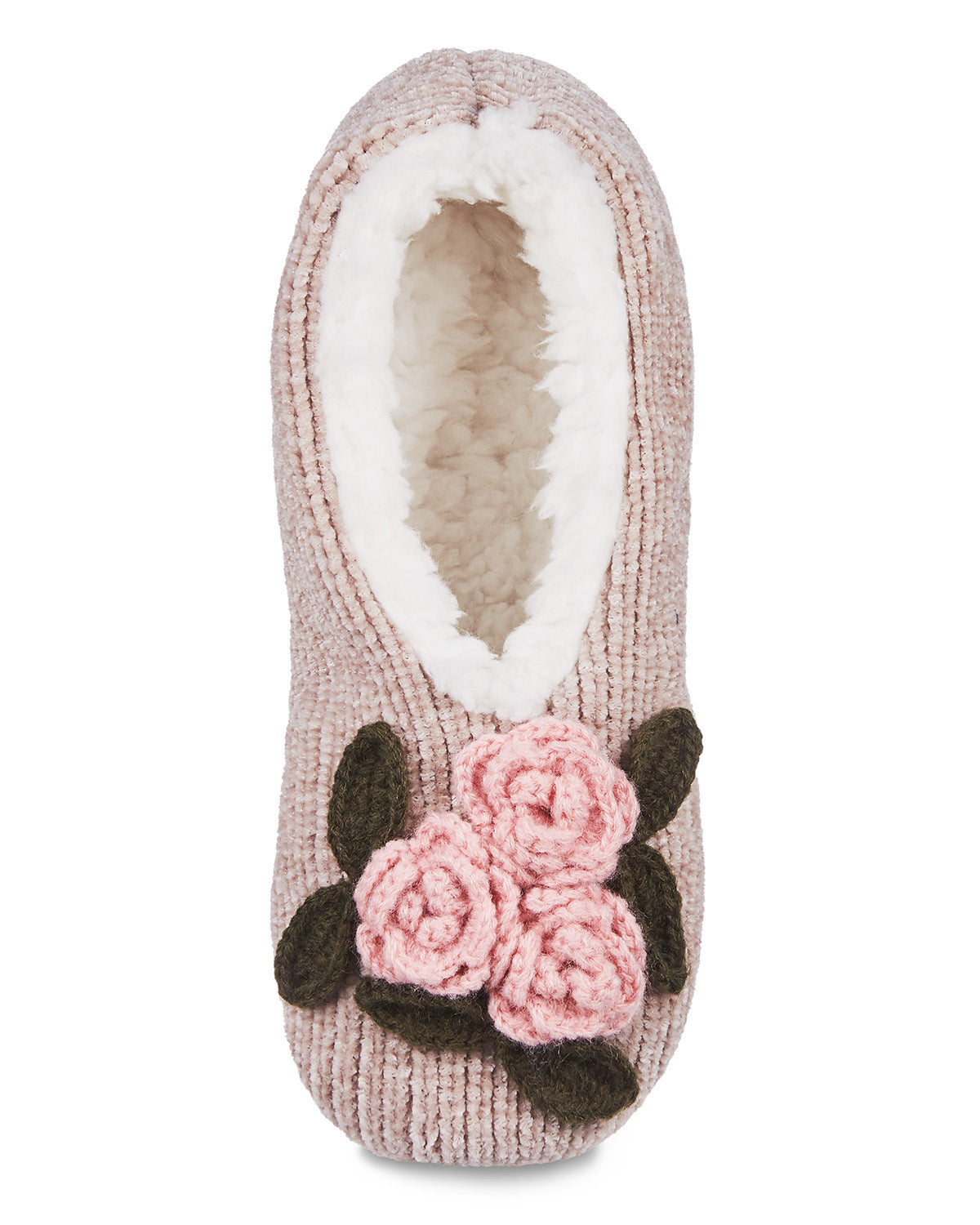 Women's Coming Up Roses Chenille Sherpa-Lined Slippers : Color: Taupe