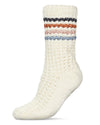 Women's Chunky Stripes Plush-Lined Slipper Crew Sock : Color: Ivory