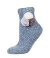 Women's Cozy Pom Pom PLush-Lined Slipper Sock Shorties : Color: Denim
