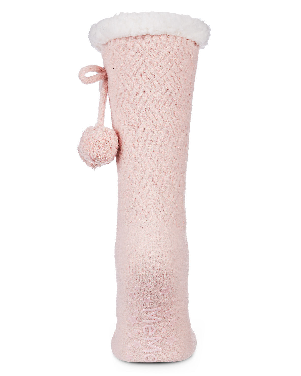 Women's Pair of Poms Plush-Lined Slipper Socks : Color: Pink