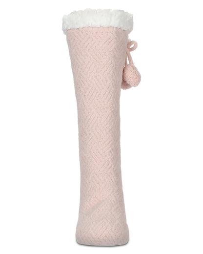 Women's Pair of Poms Plush-Lined Slipper Socks : Color: Pink
