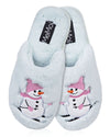 Women's Snowman Ski-Sons Hard Bottom Plush Slippers : Color: Light Blue