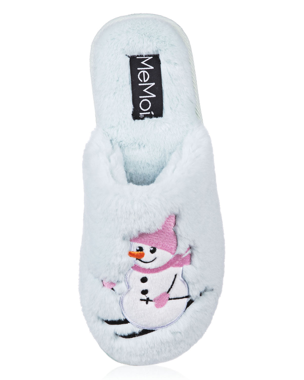 Women's Snowman Ski-Sons Hard Bottom Plush Slippers : Color: Light Blue