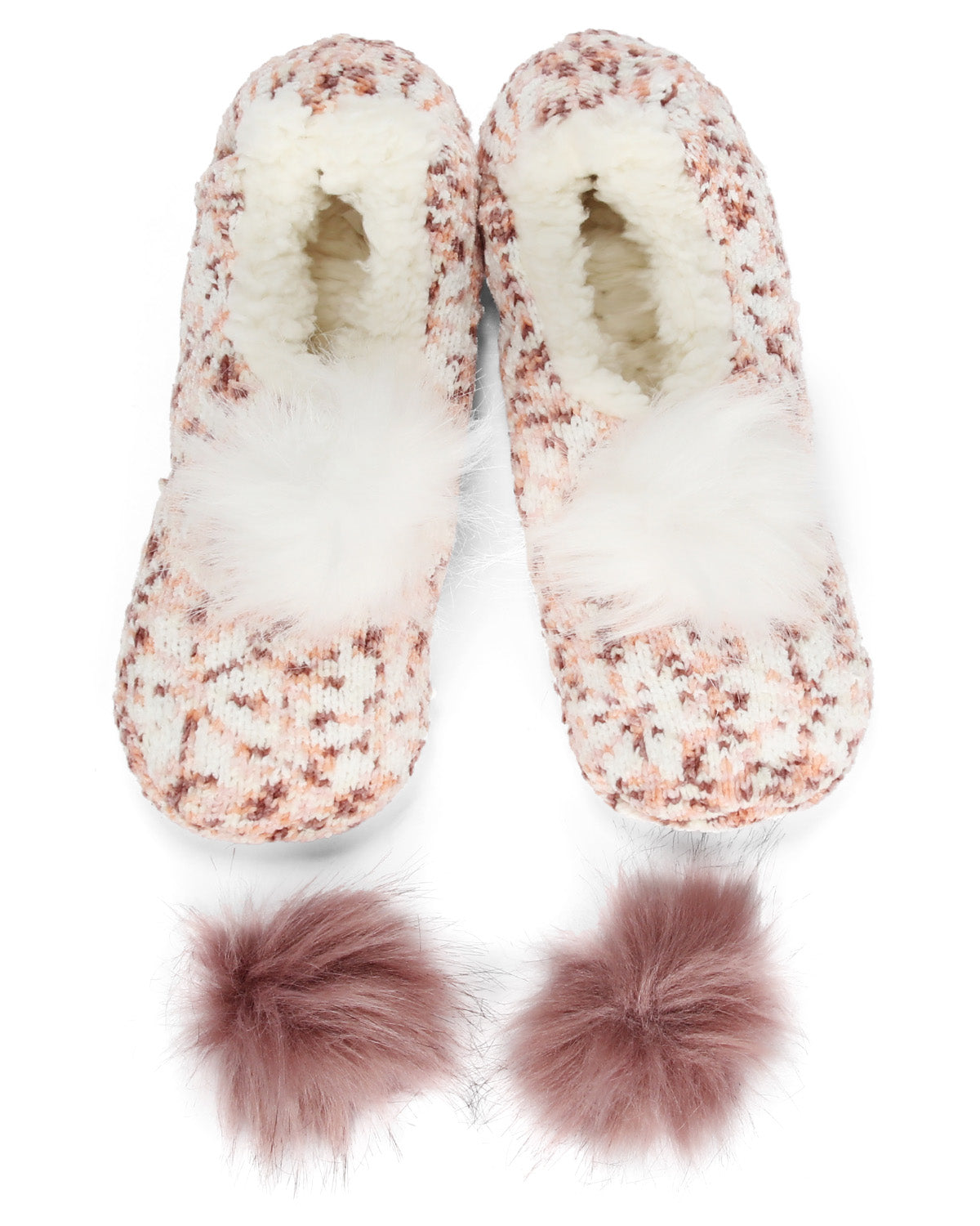 Speckled Chenille Interchangeable Pom Pom Slippers : Color: Pink