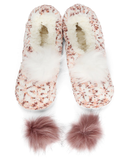 Speckled Chenille Interchangeable Pom Pom Slippers : Color: Pink