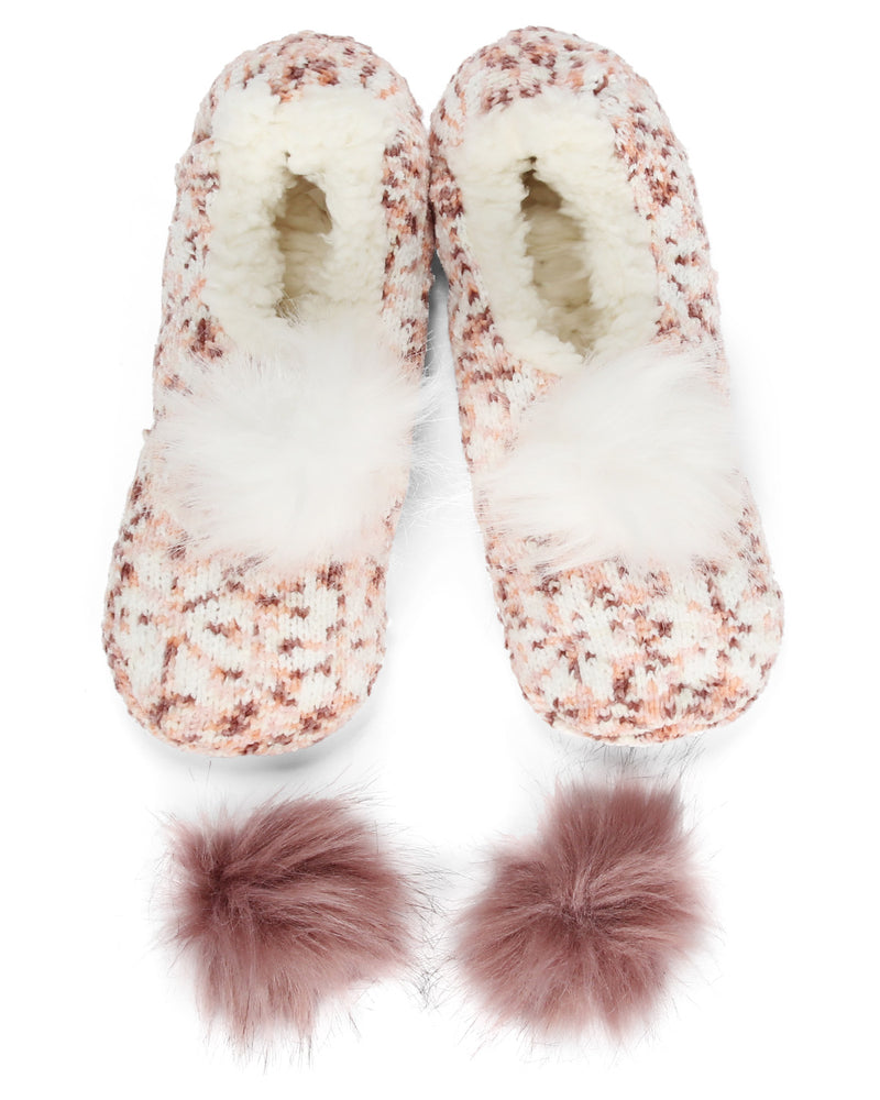 Speckled Chenille Interchangeable Pom Pom Slippers