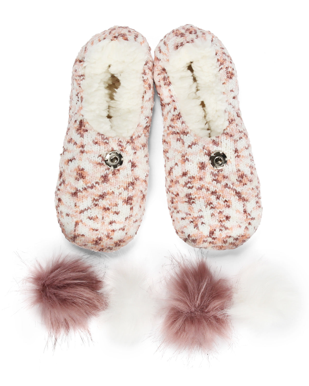 Speckled Chenille Interchangeable Pom Pom Slippers : Color: Pink